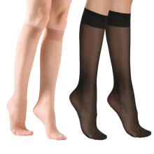 12 paar kniekousen, kniekousen, kniekousen met opstaande rand voor dames en meisjes, kniekousen, doorszichtige lange sokken, kousen voor dames