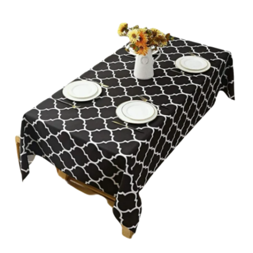 Wipeable Tablecloth for Dining Tables, Moroccan Patterns Rectangle Table Cover with Waterproof Flannel Backing, Spillproof Heavy Duty Vinyl