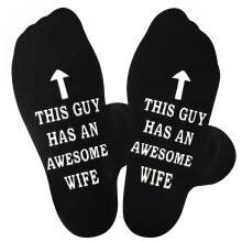 Lustige Socken für ihn, Ehemänner-Socken mit Silikonaufdruck „Dieser Typ hat eine tolle Frau“, rutschfeste Socken für Männer, wadenlang,