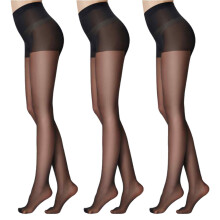 Confezione di collant velati a vita alta da donna, neri, 20D, contenitivi, comodi, con supporto e punte rinforzate.
