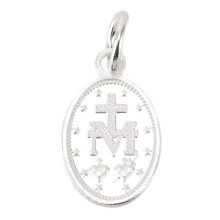 Catholic Virgin Mary 925 Sterling Silver Oval Pendant Double Sided Jewelry