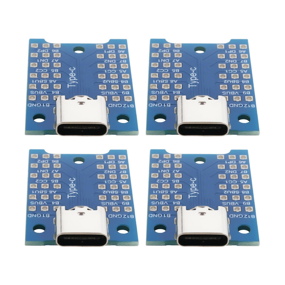Usbc Adapter Board 4Piece, Usb 3.1 Typec Female Breakout Board, Pcb Test Board For Debugging, Troubleshooting, And Testing 9347817226249