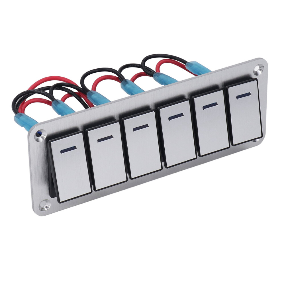 12Vâ24V Waterproof Car Switch Panel 6 Gang With Led 5 Pin On Off Switch Blue 9431373691211