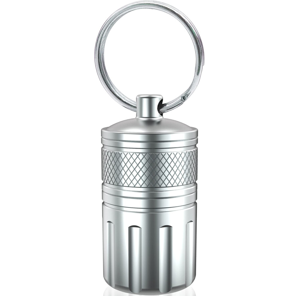 Silver Pill Crusher Stainless Steel Keychain Pill Holder Waterproof Case Crushes Pills To Fine Powder Vitamin Crusher