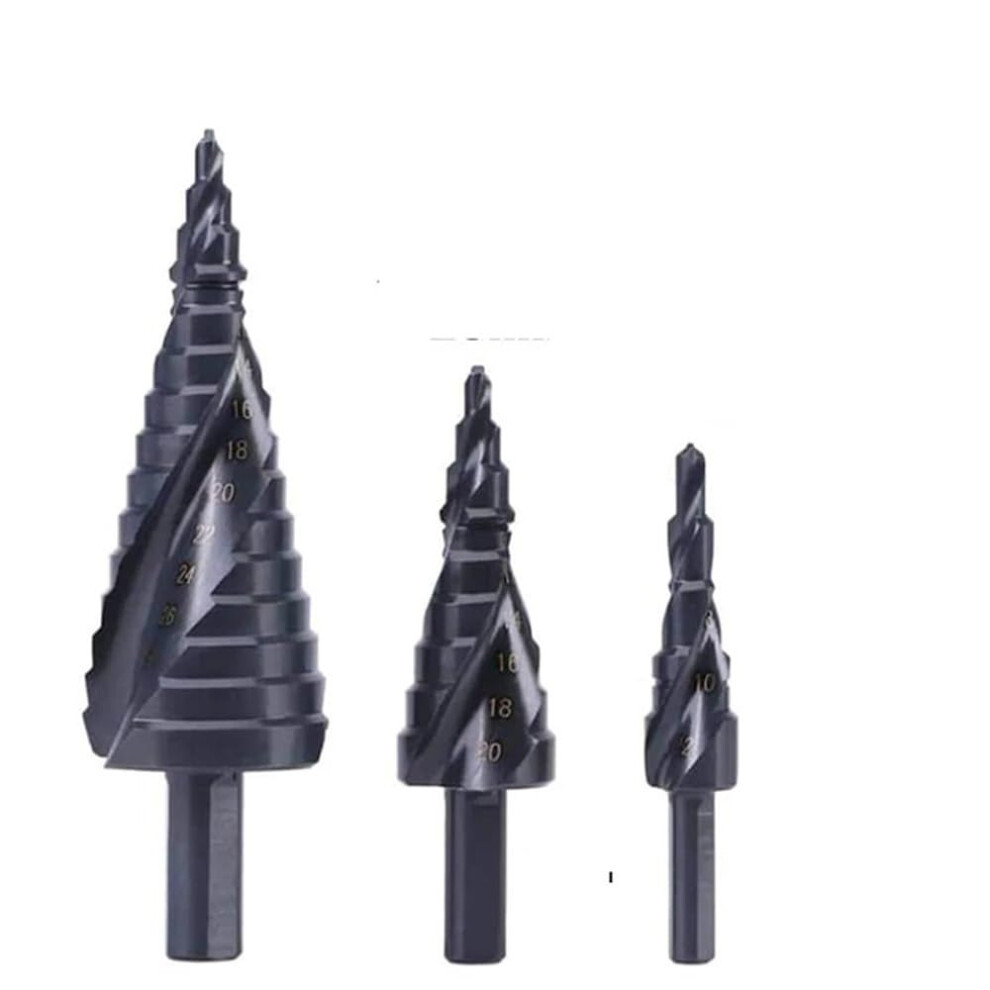 Hss Cobalt Step Drill Bit Set 432Mm, 3Piece Pack, Speed Steel Spiral, Triangle Shank Metal Drills 9382693915122
