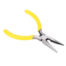 Needlenose pliers made of hardened steel with rubber grip, ergonomic design for jewelry making and DIY projects (straight tip).