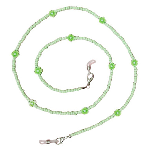 2Stk Grüne Glasperlen Brillen- Maskenhalter Modisches Accessoire 1