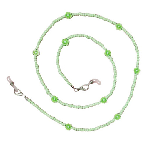 2Stk Grüne Glasperlen Brillen- Maskenhalter Modisches Accessoire 2