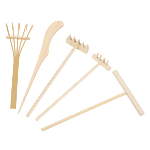 10Stk Zen Garten Sandrechen Bambusset Khaki Für Deko 2
