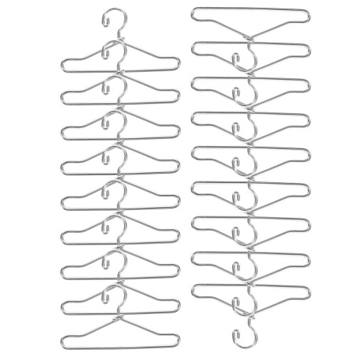 60Stk Kompakte Metall Puppenkleiderbügel Silber Practical Für Dolls 2