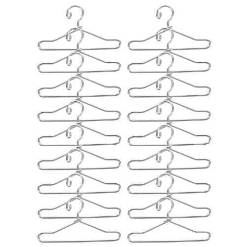 60Stk Kompakte Metall Puppenkleiderbügel Silber Practical Für Dolls 1