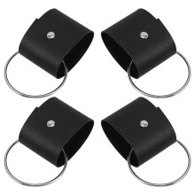 8Pièces Supports Anneaux En Cuir PU Noir Pour Serviettes À