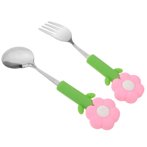 10Pièces Ensemble Fourchette Bébé Acier Silicone Motif 2