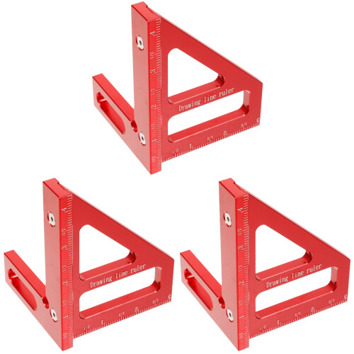 3Pièces Règles D'angle Rouges Aluminium Pour Menuiserie Bois 2