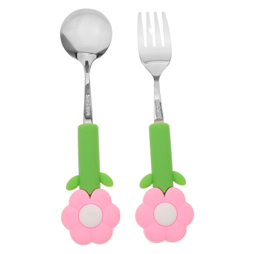 10Pièces Ensemble Fourchette Bébé Acier Silicone Motif 1