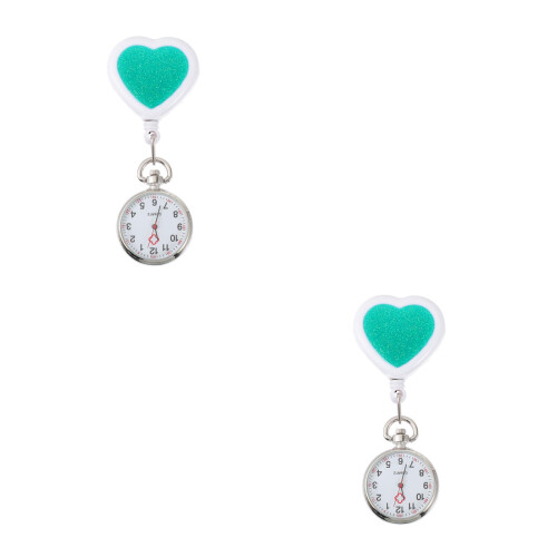 2Pièces Infirmière Verte Cœur Pêche Clip Rétractable 2