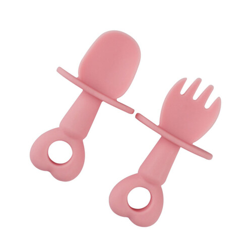 4St Roze Babytrainingslepels En Siliconen Set