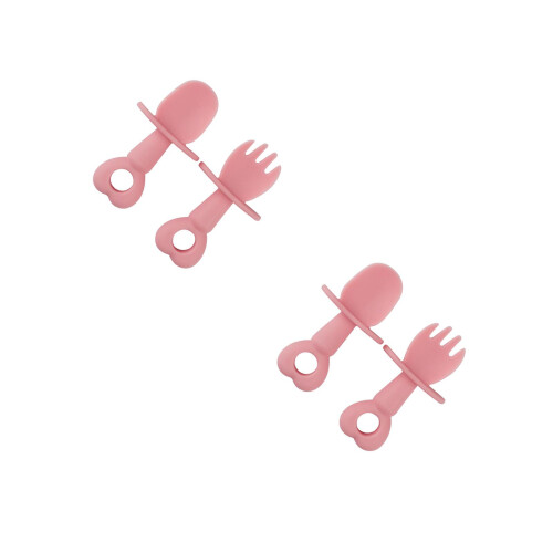 4St Roze Babytrainingslepels En Siliconen Set 2