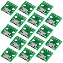 15 Pcs Micro USB to DIP Adapter 5 Pin Female Connector 2.54mm Converter Board for DIY Electronics