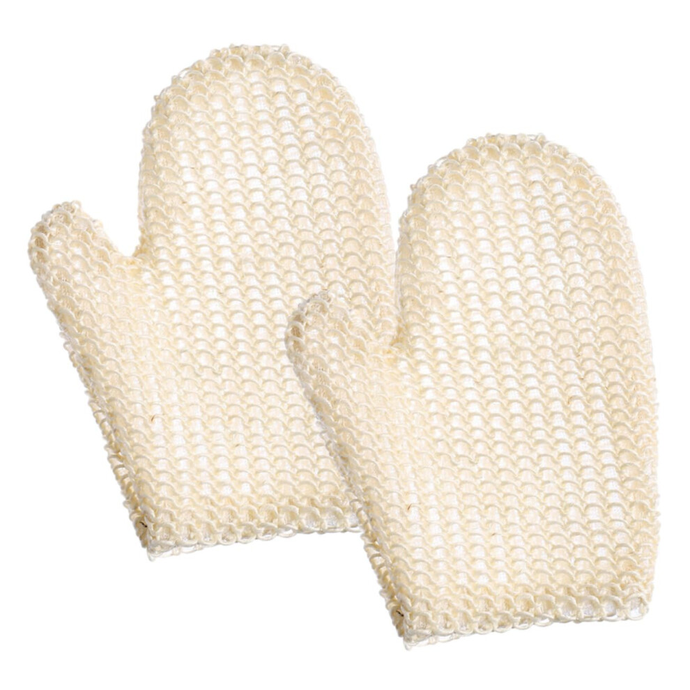 Sisal Body Scrub Mitt Twin Pack  DoubleSided Exfoliating Gloves For Bath, Gentle Exfoliation