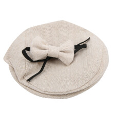 Beige Baby Flacher Hut & Fliege Set für Newborn-Fotografie-Requisiten