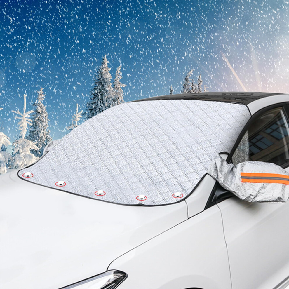 Car Windshield Snow Cover For Ice And Frost With Magnetic Secure Fit And Mirror Covers 150X105cm 9426802634303