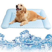 Four Seasons Universal Cooling Blanket for Dogs, Summer Ice Silk Mat (Blue, L)