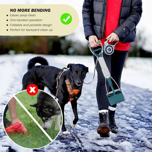 Dog Pooper Scooper Long Handle Foldable Ergonomic ABS PP Dog Poop Scooper 2
