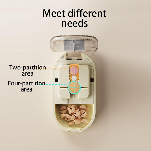 Pill Splitter Portable Precise Dispenser Storage Container For Travel White For Tablets And Capsules 2