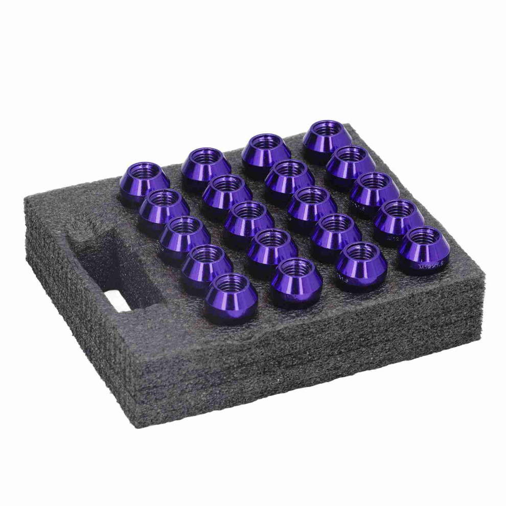 20Pcs M12x1.5 Wheel Lug Nuts With Wrench Socket High Hardeness Replacement Purple 3651373701475