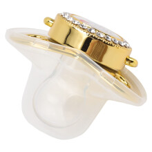 Baby Dummy Little Luxury Rhinestones Golden Bling Newborn Dummy Dummy for 6 to 18 Months Baby, BPA (Gold)
