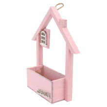 2Pcs Pink Wooden Wall Flower Basket Sturdy Hanging Pot for Storage