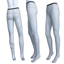 Transparante panty voor dames, ruitvormig netpatroon met hoge elastische tailleband en lichtgewicht stof, netkousen met 4-way stretch voor