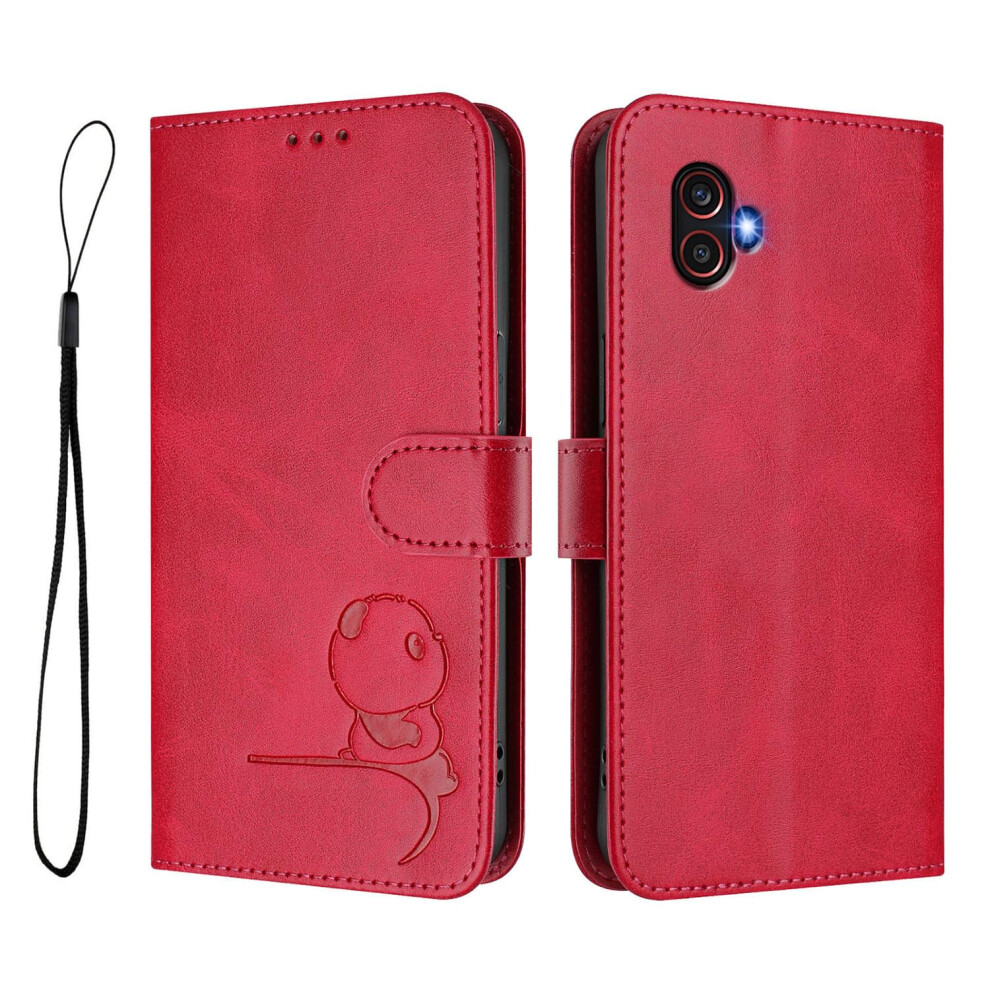 Phone Case For Samsung Galaxy Xcover 6 Pro Pu Leather Rfid Blocking Card Slots Flip Folio Kickstand Rose Red 9382693917447