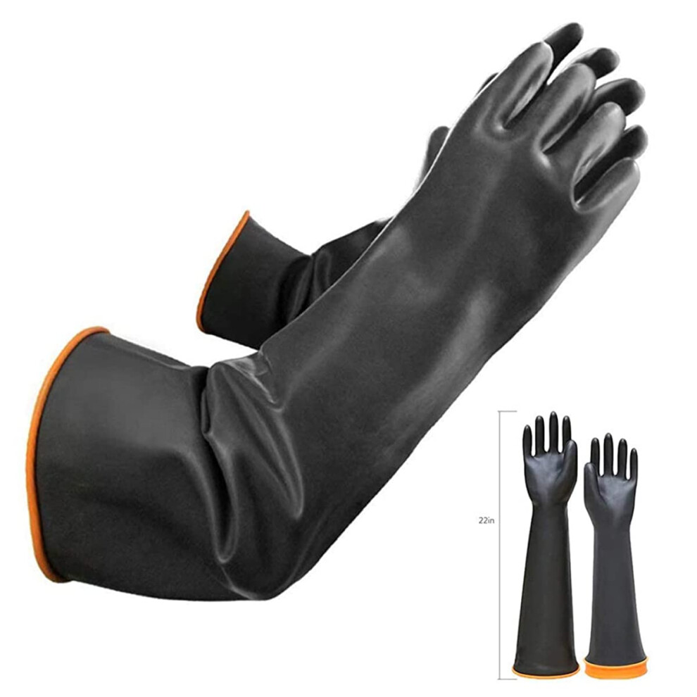 22' Chemical Resistant Heavy Duty Rubber Gloves, Acid, Alkali, Oil, Nonslip 9426802634761
