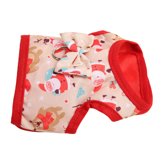 Rabbit Vest Harness Set Small Pet Christmas Pattern Nylon Polyester M 2