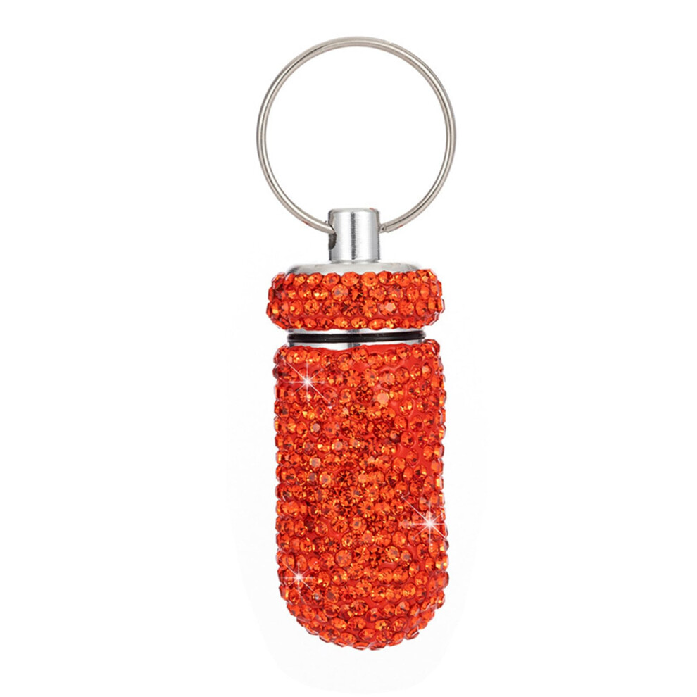 Compact Rhinestones Pills Case Aluminum Keychain Pill Holder Travel Pill Organizer Daily Use