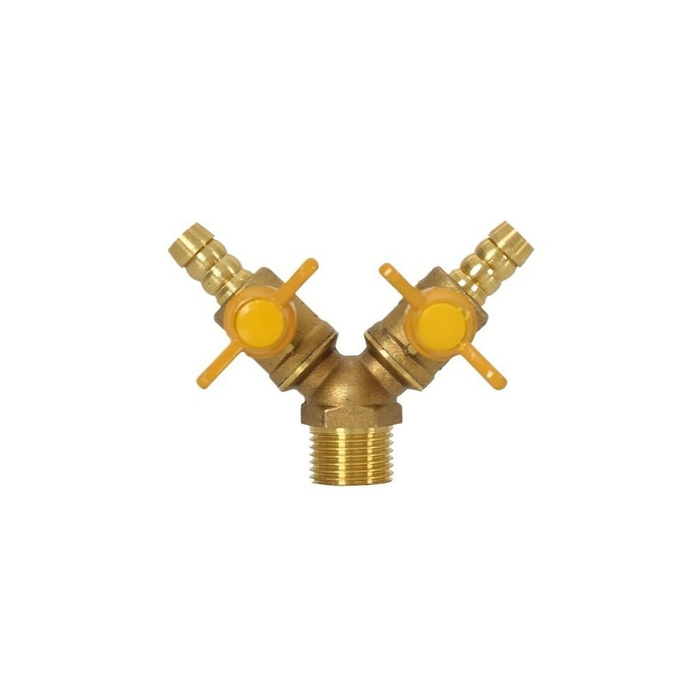 Brass Hose Connector Yshaped Splitter Dn15 1/2Inch Male To 10Mmm Hose Barb Brass Ball Valve Air Fuel Gas 9426802634792
