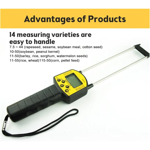 Grain Moisture Meter For Corn Rice Wheat With LCD Backlit Display Voice Reminder Data Storage Alarm Settings 1