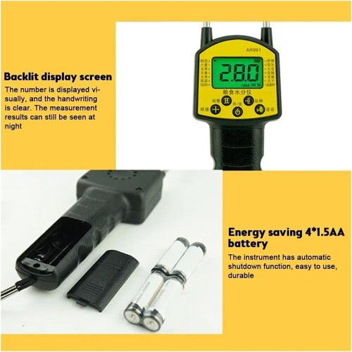 Grain Moisture Meter For Corn Rice Wheat With LCD Backlit Display Voice Reminder Data Storage Alarm Settings 2