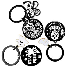 Halloween Themed Keychain Incised Metal Charm With Eerie