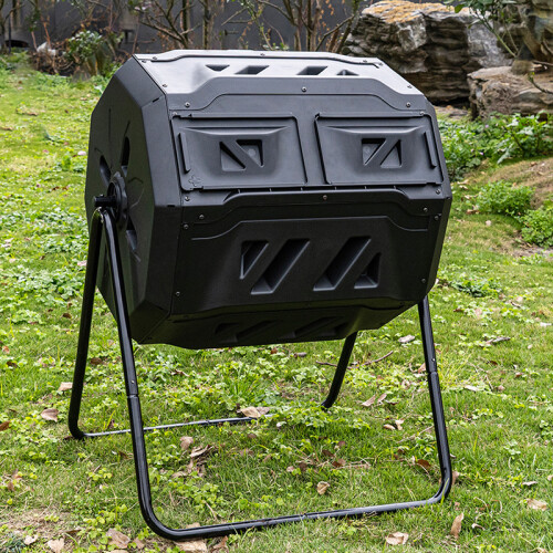 42 Gallon Black Rotatable Plastic Compost Bin for Garden Yard 2
