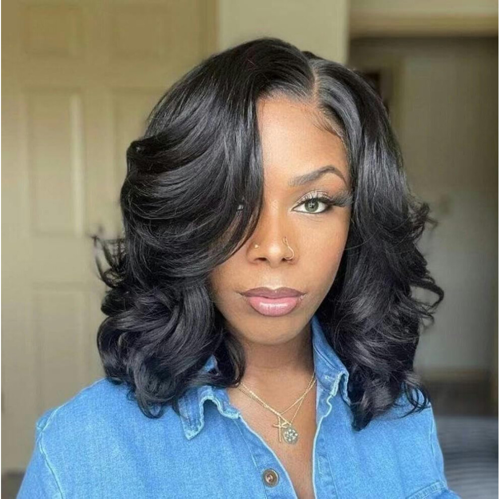 Unisex Black African Wig Wavy Hair For Women Medium And Long Hair Temperature Wire Headgear