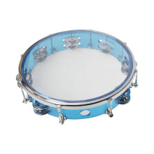 10inch tambourine with metal jingles, musical instruments, musical learning toy for children and adults, blue