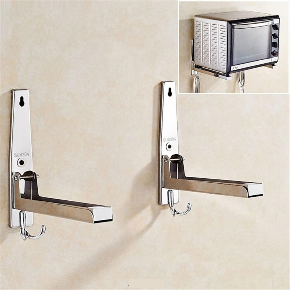Microwave Oven Wall Mount Bracket Set, Adjustable Foldable Stainless Steel Shelf For Spacesaving Kitchen Storage 9199774021067
