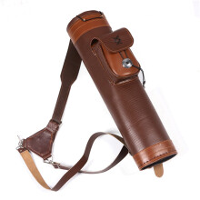 Traditional Shoulder Back Quiver Leather Arrow Holder, Large Pouch, Handmade Straps Belt Bag For Compound Bow
