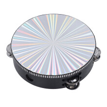 Shining TwoRow Tambourine Hand Drum, Birch Wood, Metal, Plastic, Clear and Crisp Sound, Glittering Effects (8 Inch)
