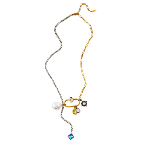 Bijoux pièce lune étoile perles collier en titane cadeau