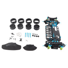 RC Wheelbase Frame Kit, Alloy Upgrade Shaft Drive Chassis for 1/10 Scale Touring Car Model with Carbon Fiber Chassis, CNC Aluminum Alloy Motor Base Sh