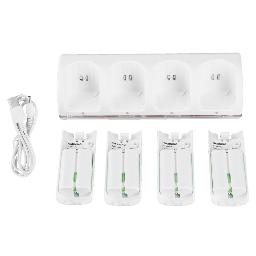 4-In-1 Charging Station Dock For Wii/Wii U, Multiport Charging Solution With Rechargeable Batteries And Cool Led Indicator For Easy Storage Light 9169997492951